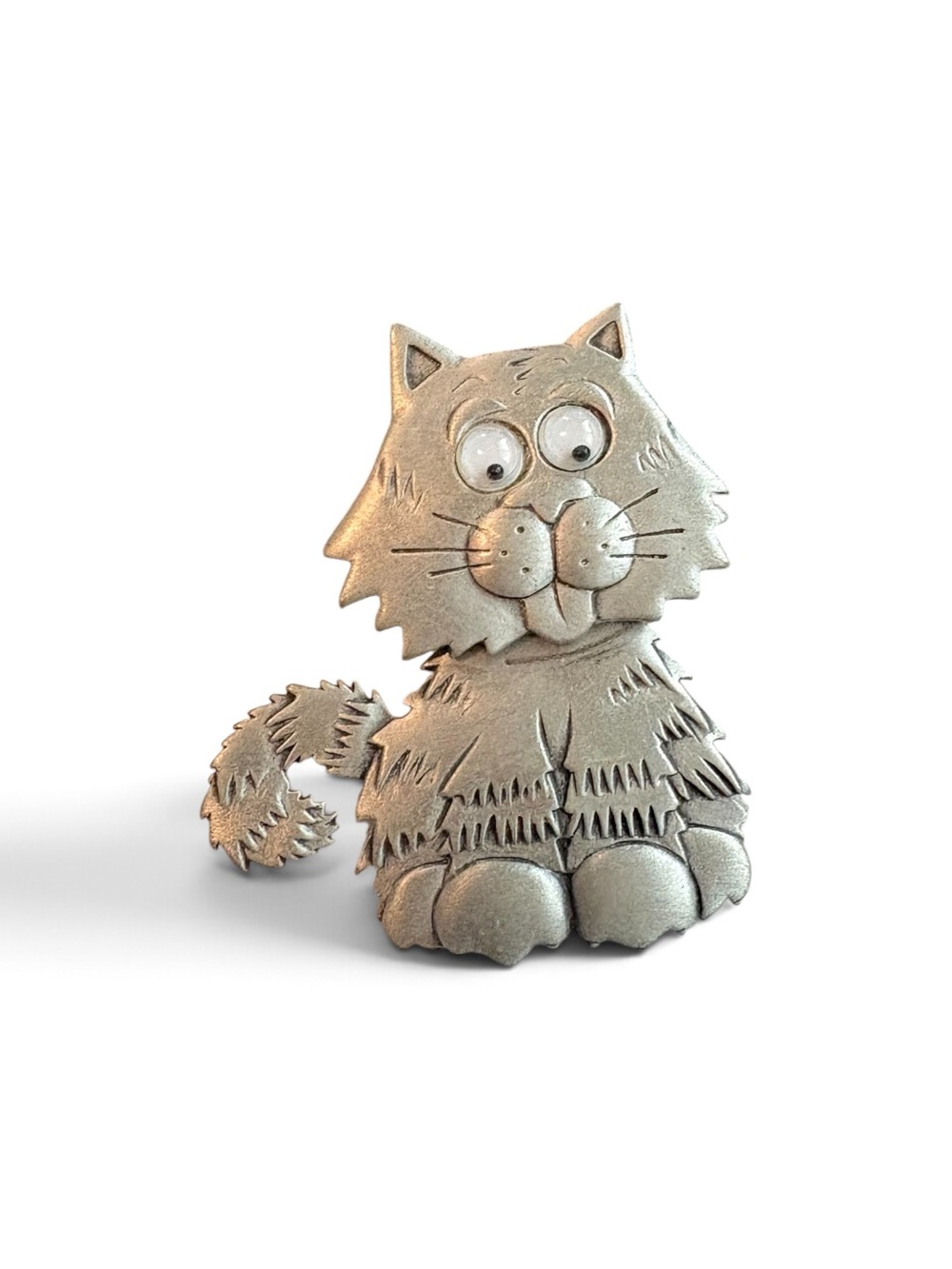 Vintage JJ Jonette Jewelry Googly Eye Cat Brooch
